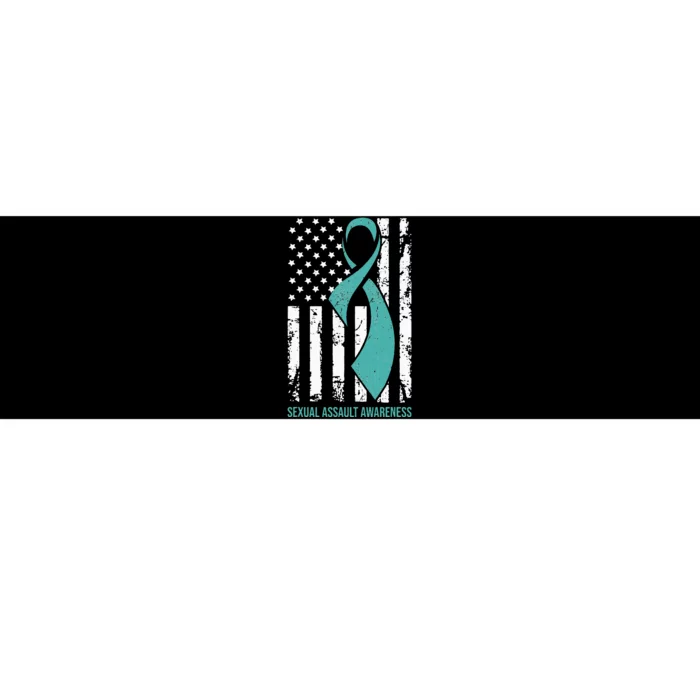 USA American Flag Teal Ribbon April Sexual Assault Awareness Bumper Sticker