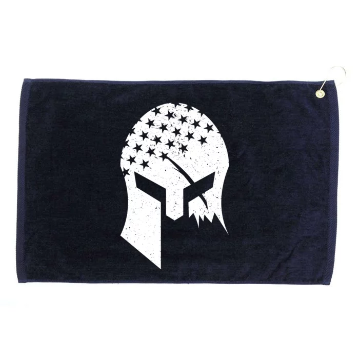 USA American Flag Warrior Skull Helmet Grommeted Golf Towel