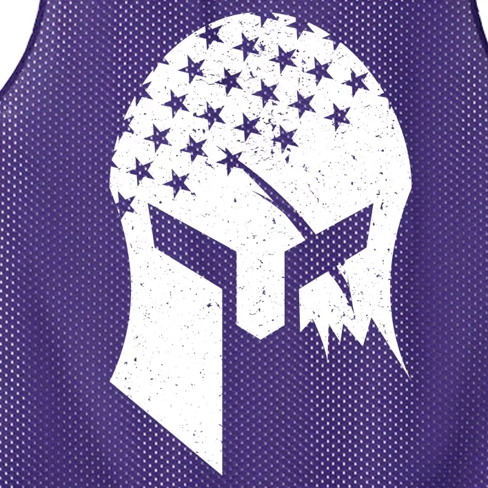 USA American Flag Warrior Skull Helmet Mesh Reversible Basketball Jersey Tank