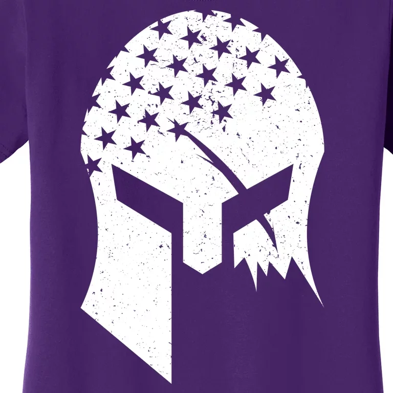 USA American Flag Warrior Skull Helmet Women's T-Shirt