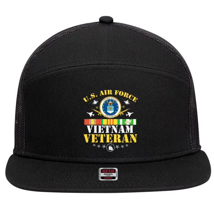 US Air Force Vietnam Veteran USA Flag Vietnam Vet Flag 7 Panel Mesh Trucker Snapback Hat