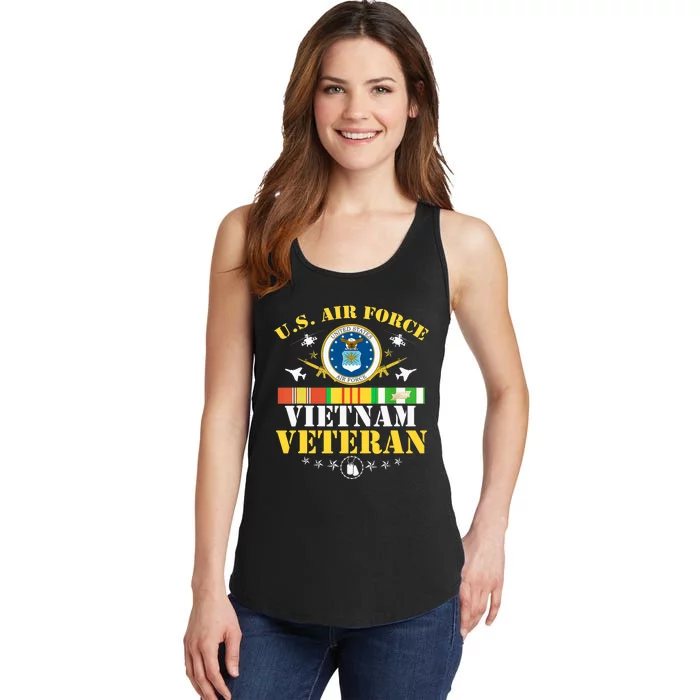 US Air Force Vietnam Veteran USA Flag Vietnam Vet Flag Ladies Essential Tank