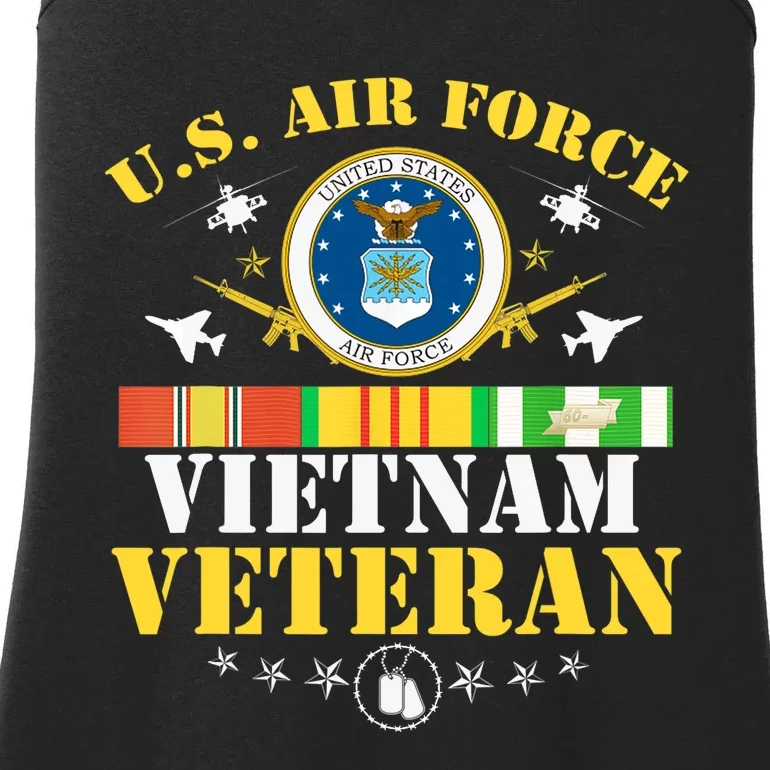 US Air Force Vietnam Veteran USA Flag Vietnam Vet Flag Ladies Essential Tank