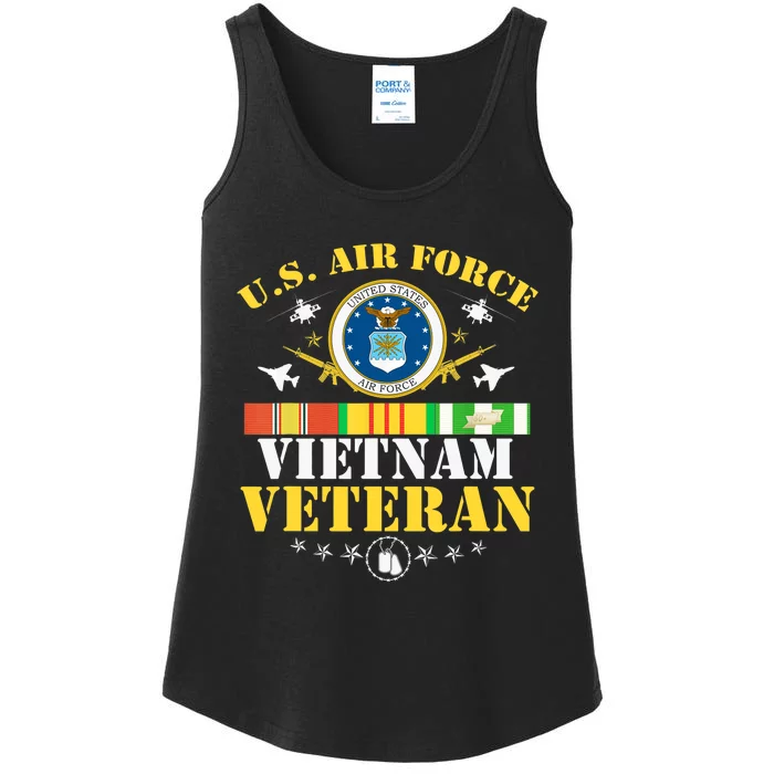 US Air Force Vietnam Veteran USA Flag Vietnam Vet Flag Ladies Essential Tank