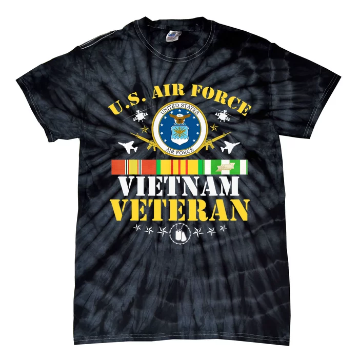 US Air Force Vietnam Veteran USA Flag Vietnam Vet Flag Tie-Dye T-Shirt