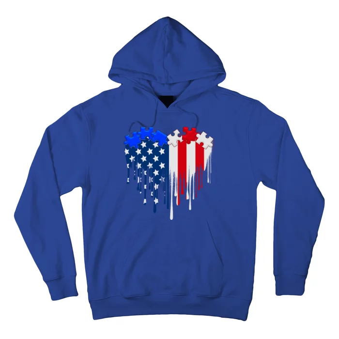 USA American Flag Puzzle Heart Hoodie