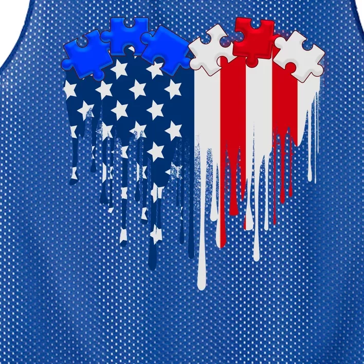 USA American Flag Puzzle Heart Mesh Reversible Basketball Jersey Tank