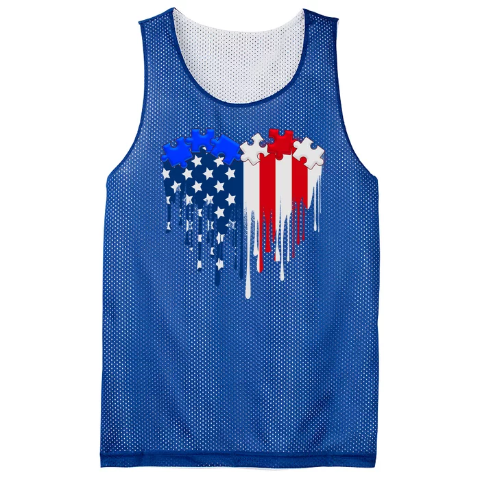 USA American Flag Puzzle Heart Mesh Reversible Basketball Jersey Tank