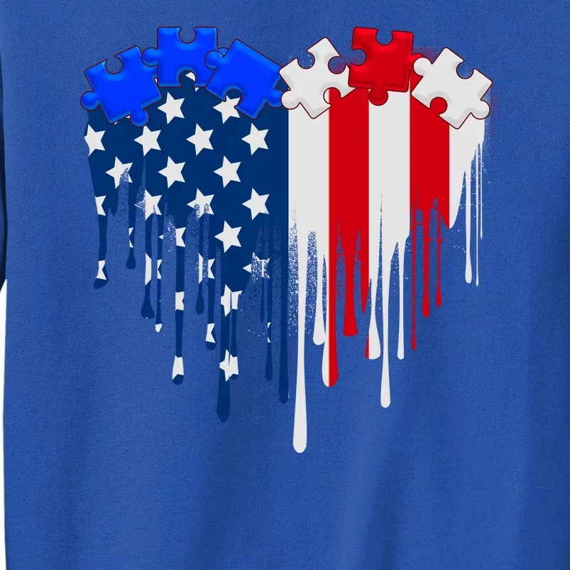 USA American Flag Puzzle Heart Tall Sweatshirt