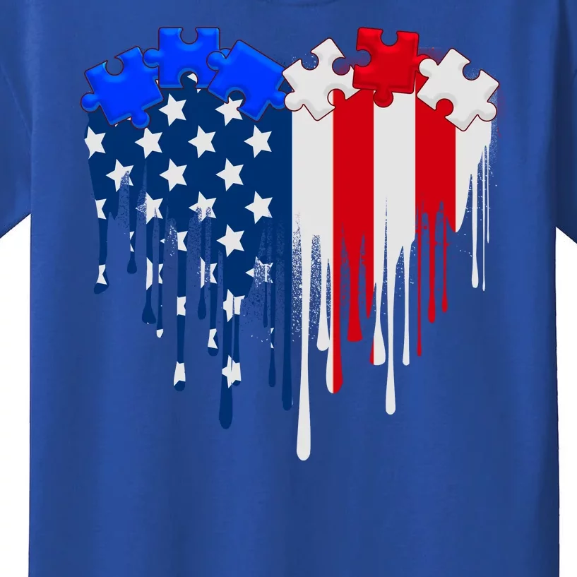 USA American Flag Puzzle Heart Kids T-Shirt