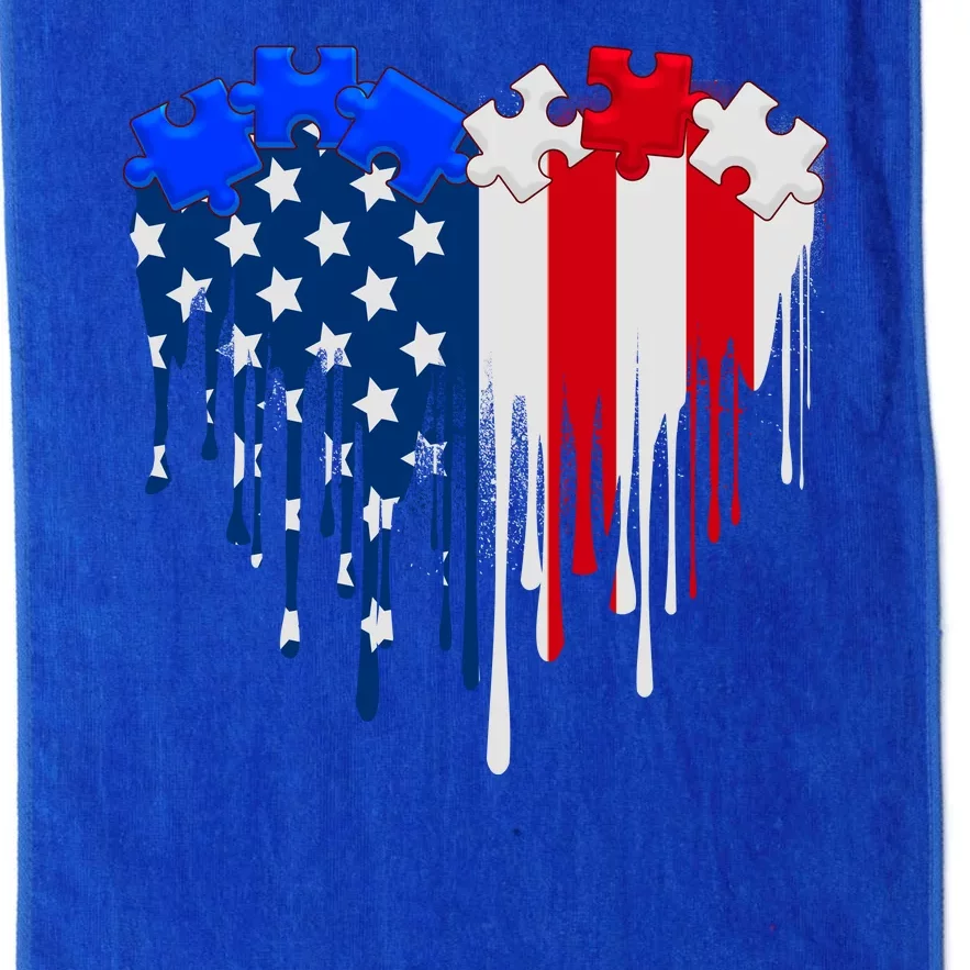 USA American Flag Puzzle Heart Platinum Collection Golf Towel