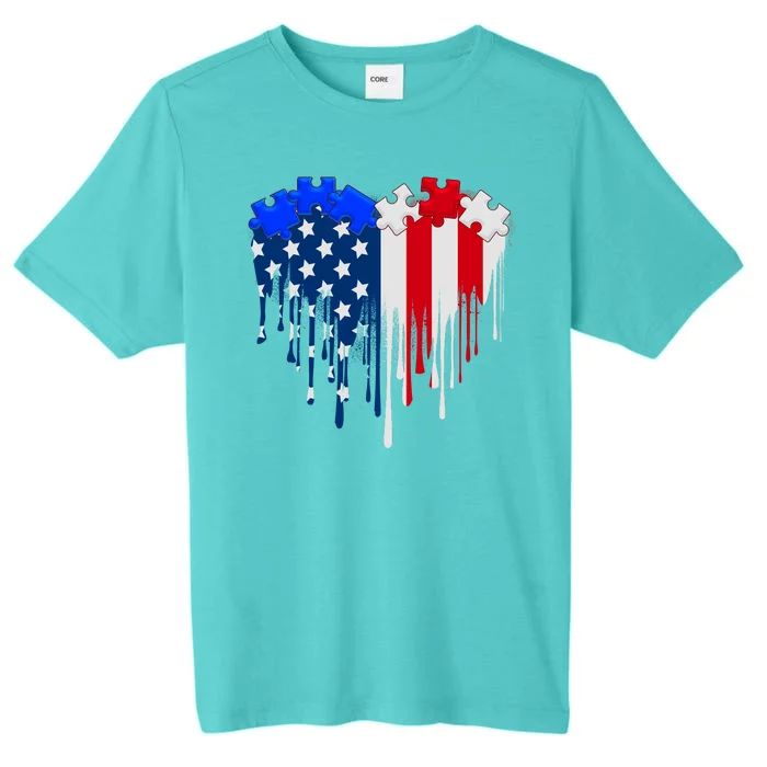 USA American Flag Puzzle Heart ChromaSoft Performance T-Shirt