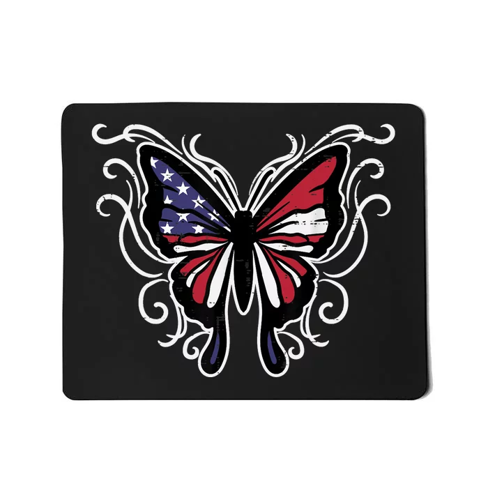 US American Flag Butterfly Vintage 4th of July Patriotic Mousepad