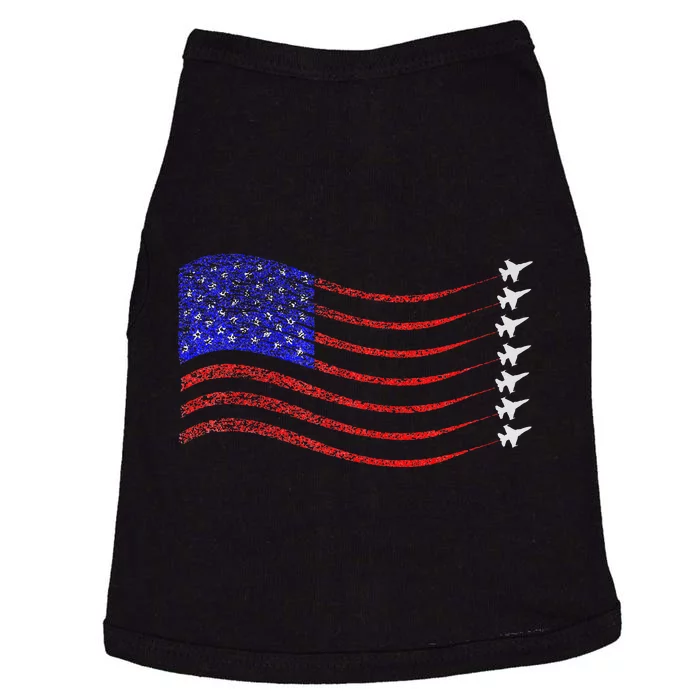 Usa American Flag Fighter Jets Trail Doggie Tank