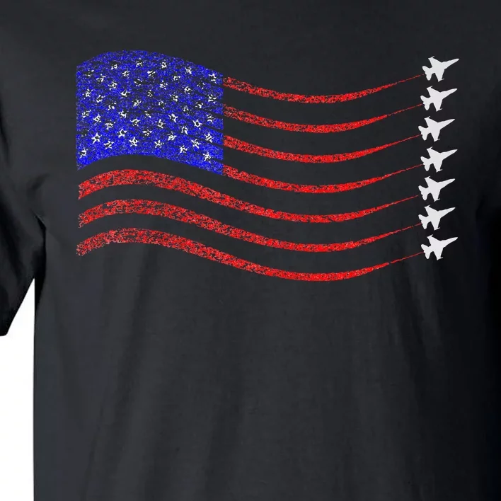 Usa American Flag Fighter Jets Trail Tall T-Shirt