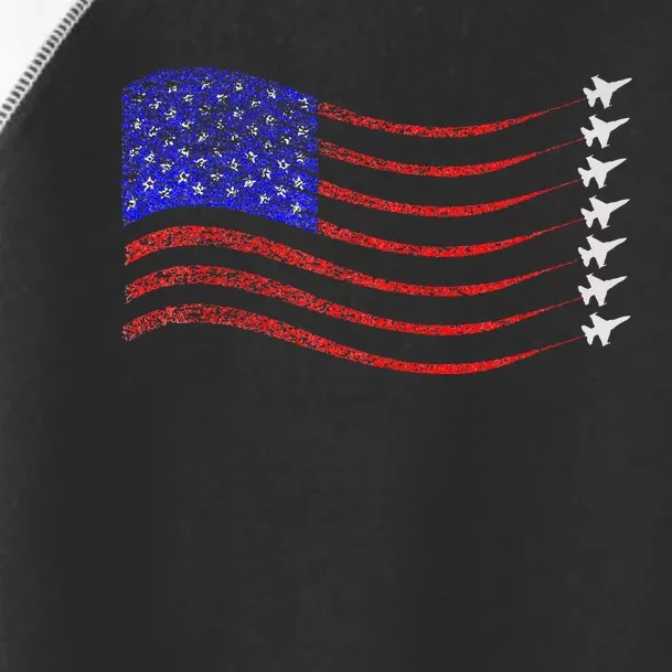 Usa American Flag Fighter Jets Trail Toddler Fine Jersey T-Shirt