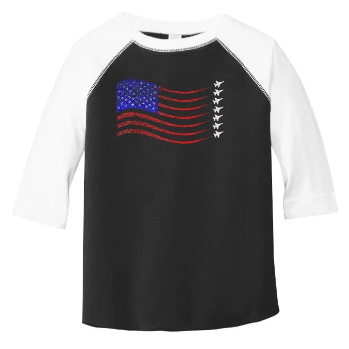 Usa American Flag Fighter Jets Trail Toddler Fine Jersey T-Shirt