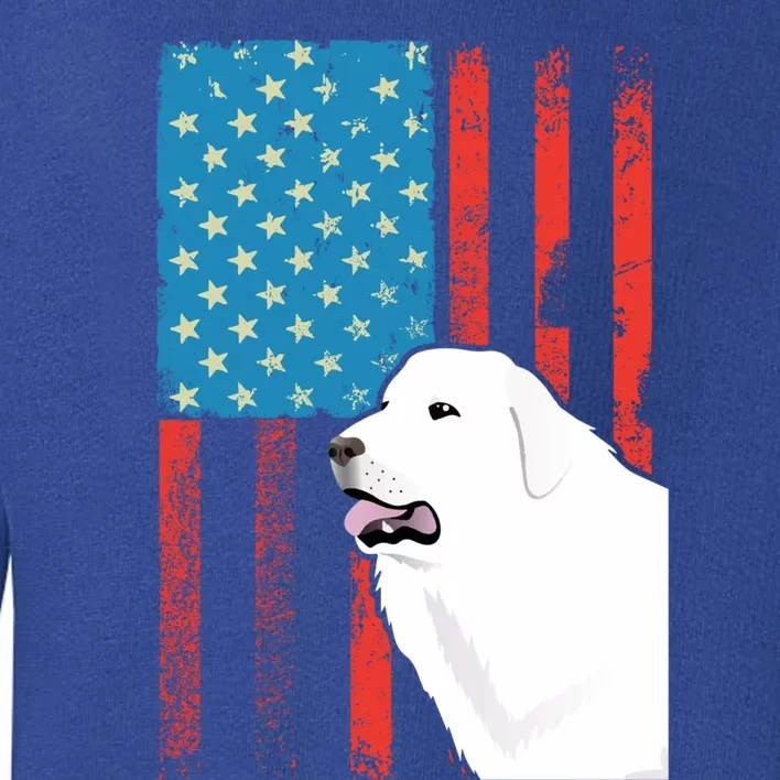 Usa American Flag Gift Patriotic Dog Great Pyrenees Gift Toddler Sweatshirt