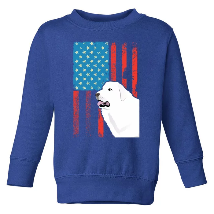 Usa American Flag Gift Patriotic Dog Great Pyrenees Gift Toddler Sweatshirt