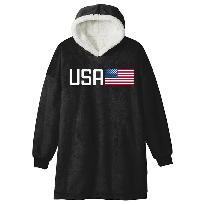 Usa American Flag Patriotic Hooded Wearable Blanket