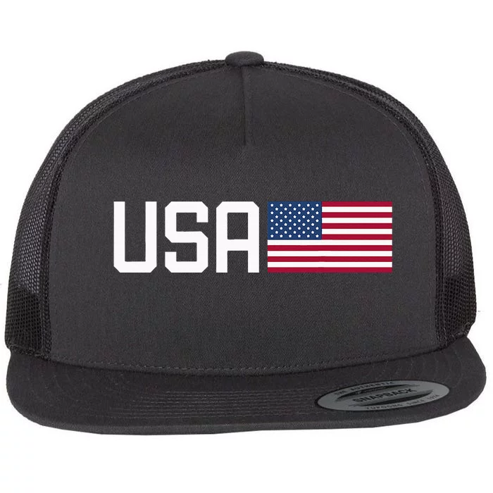 Usa American Flag Patriotic Flat Bill Trucker Hat