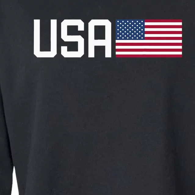 Usa American Flag Patriotic Cropped Pullover Crew