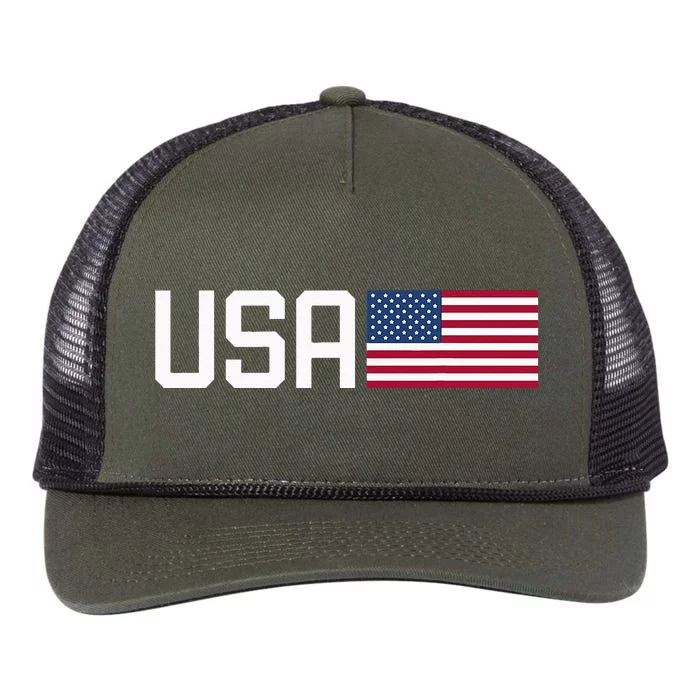 Usa American Flag Patriotic Retro Rope Trucker Hat Cap