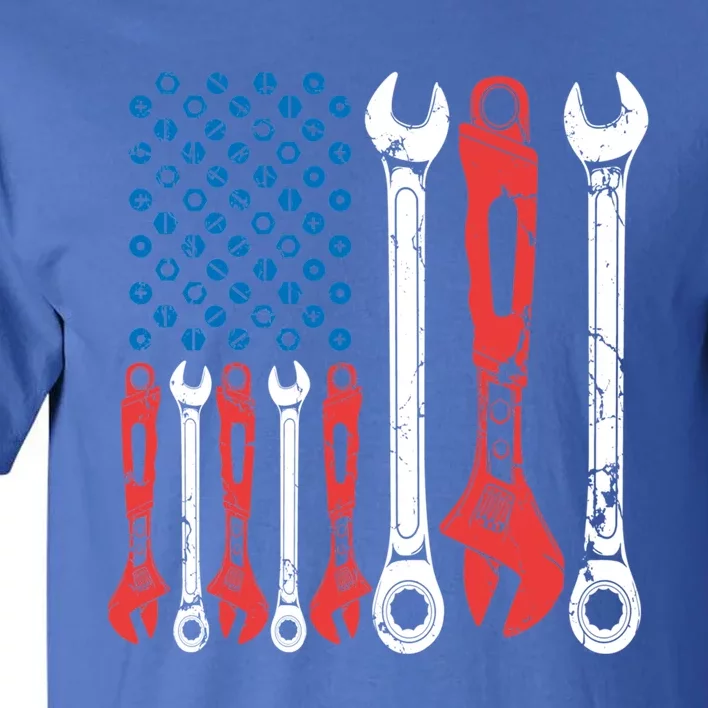 Usa American Flag Mechanic Gift Tall T-Shirt