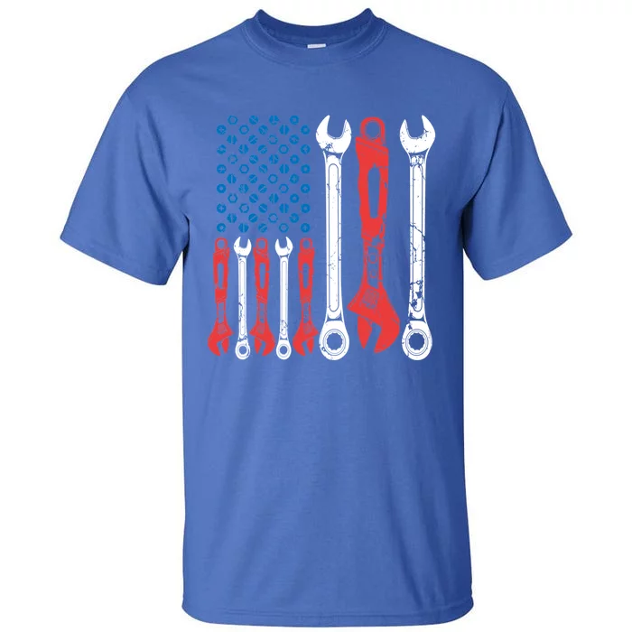 Usa American Flag Mechanic Gift Tall T-Shirt