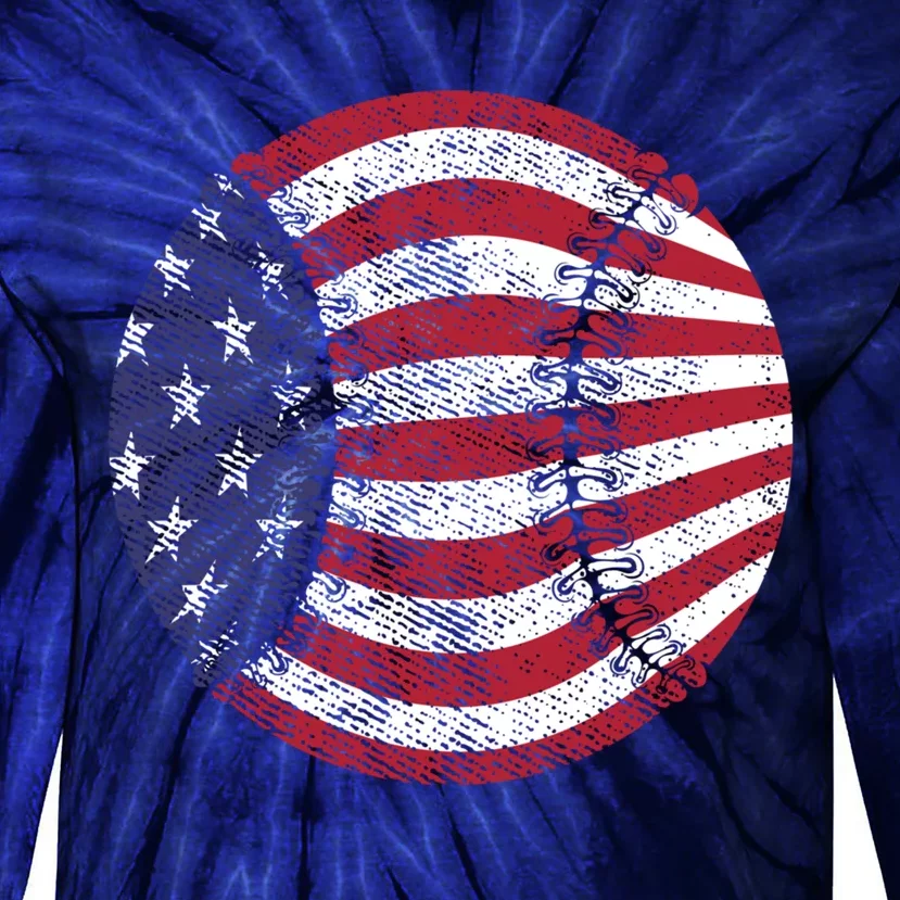 US American Flag Baseball Patriotic Baseball Tie-Dye Long Sleeve Shirt