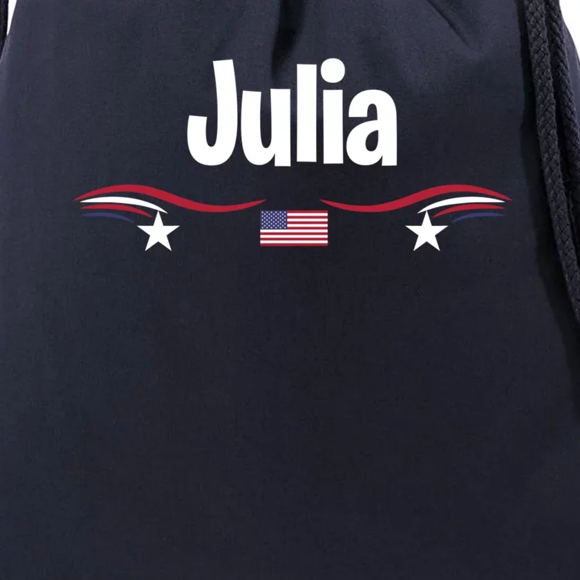 Usa American Flag Birthday Name Julia Gift Drawstring Bag