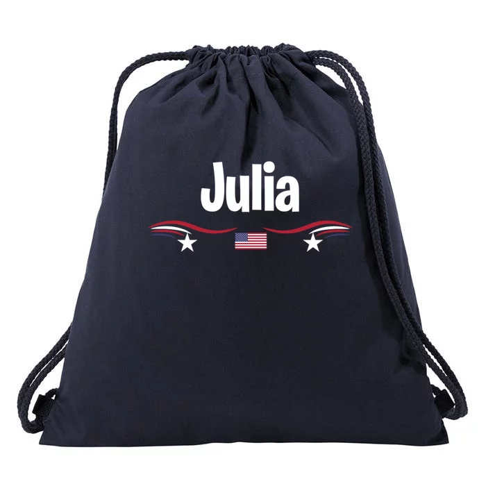 Usa American Flag Birthday Name Julia Gift Drawstring Bag