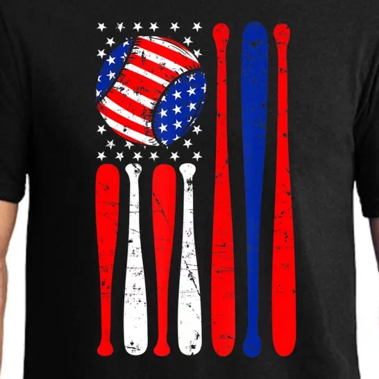 USA American Flag Baseball Red White Blue 4th Of July Baseball Player Usa Flag Pajama Set