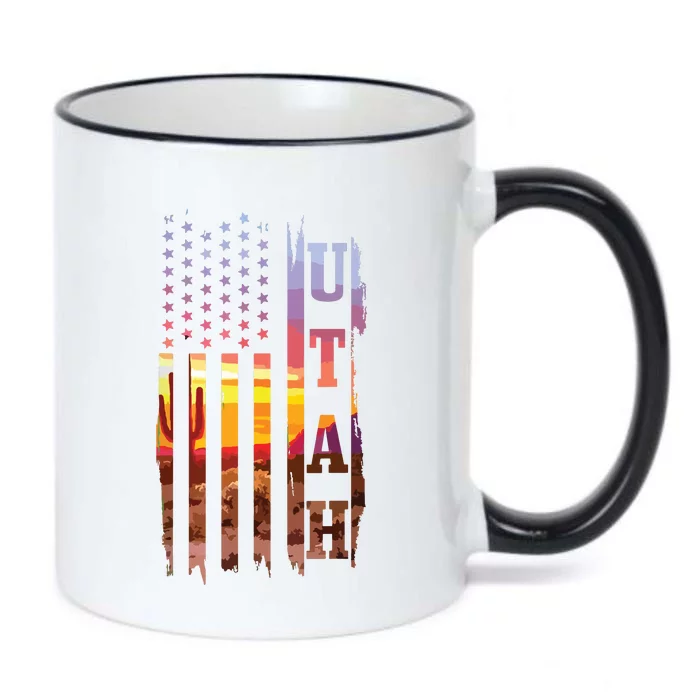 Utah American Flag Pride Landscape Cactus Patriotic Gift Black Color Changing Mug