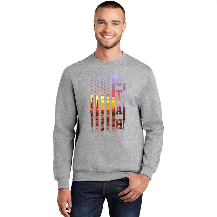 Utah American Flag Pride Landscape Cactus Patriotic Gift Tall Sweatshirt