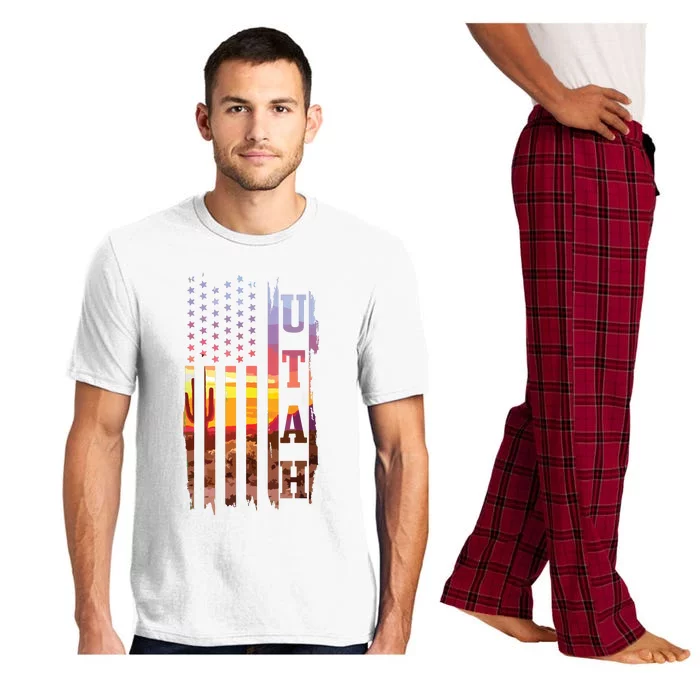 Utah American Flag Pride Landscape Cactus Patriotic Gift Pajama Set