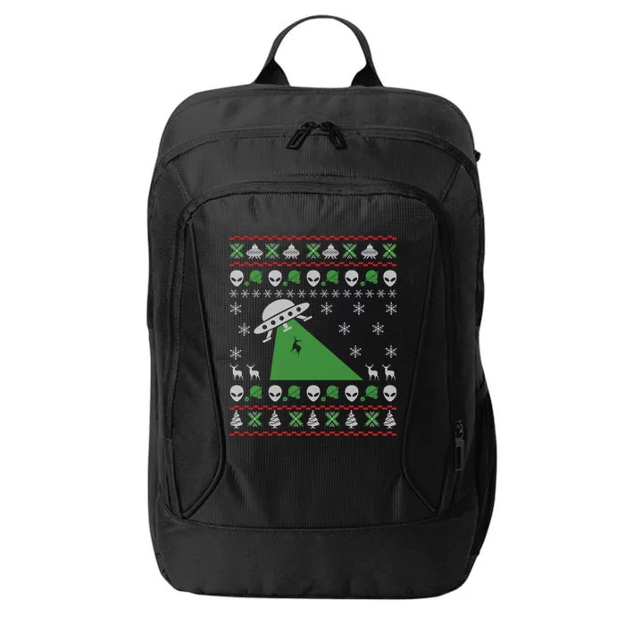 Ufo Alien Funny Reindeer Ugly Christmas Sweater Great Gift City Backpack