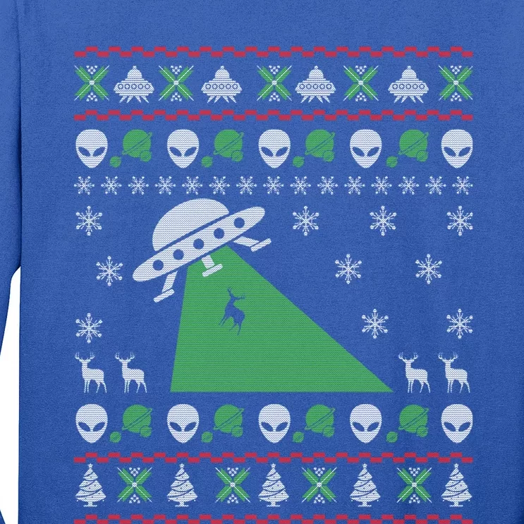 Ufo Alien Funny Reindeer Ugly Christmas Sweater Great Gift Long Sleeve Shirt