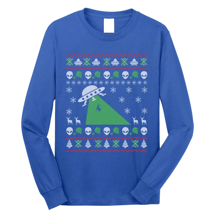 Ufo Alien Funny Reindeer Ugly Christmas Sweater Great Gift Long Sleeve Shirt