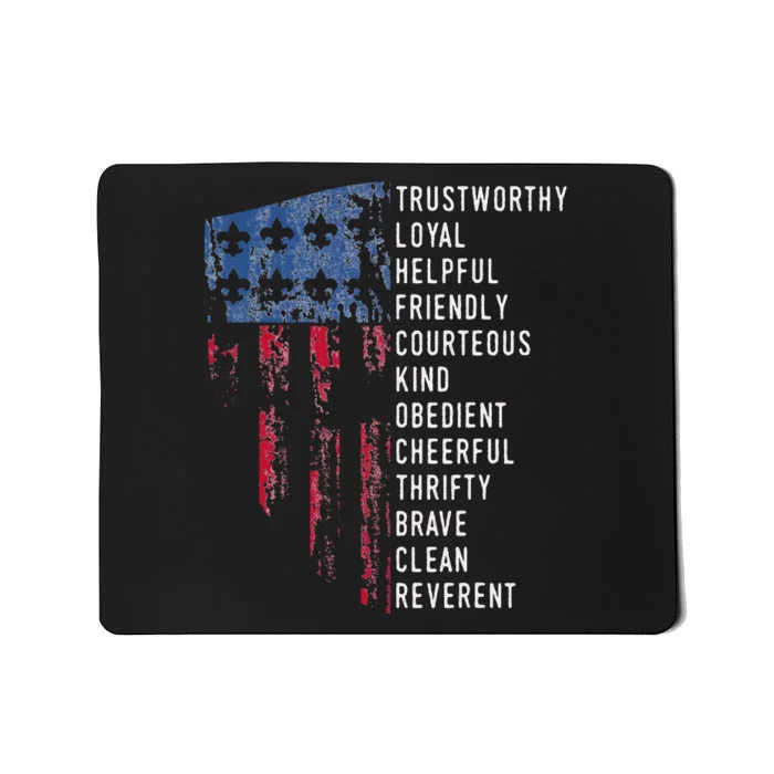 Us America Flag Vintage Scouting Law Mousepad