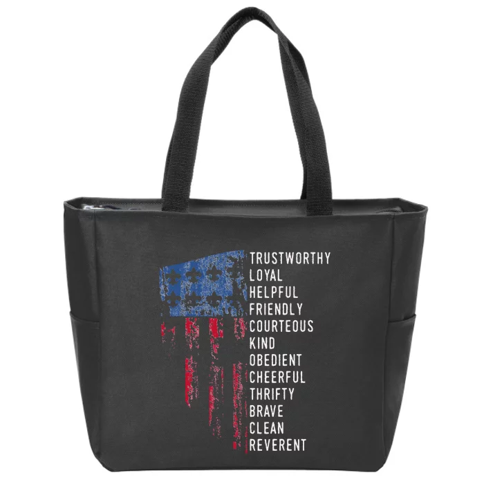 Us America Flag Vintage Scouting Law Zip Tote Bag