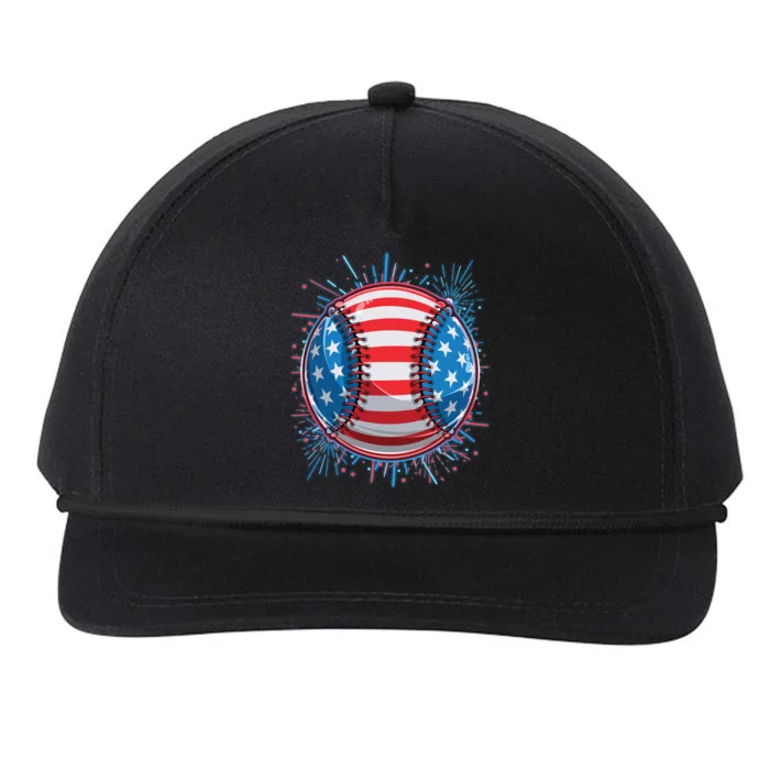 USA American Flag Firework Baseball Snapback Five-Panel Rope Hat