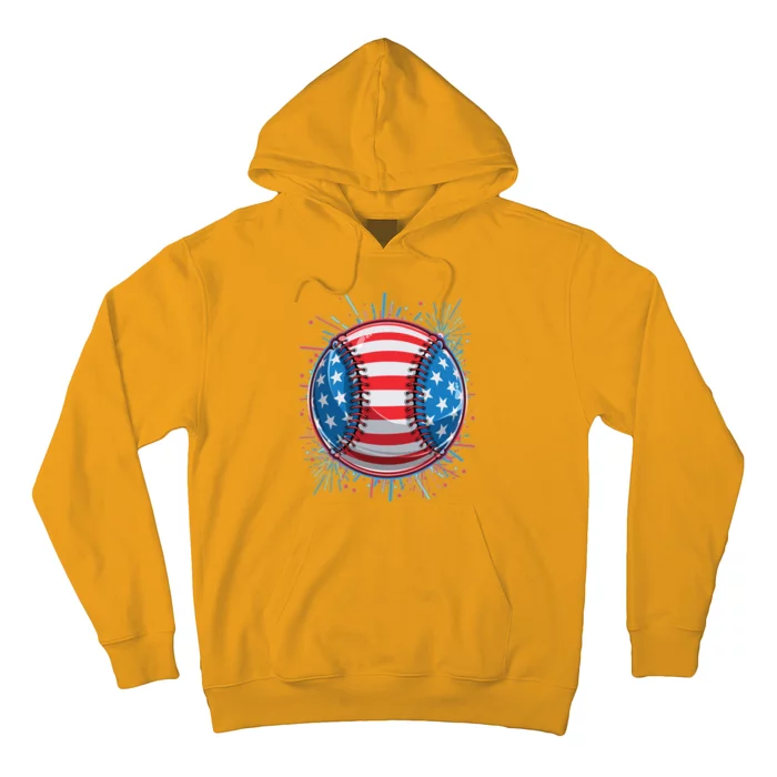 USA American Flag Firework Baseball Hoodie