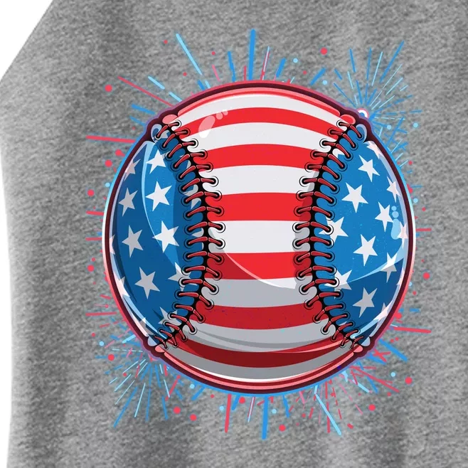 USA American Flag Firework Baseball Women’s Perfect Tri Rocker Tank