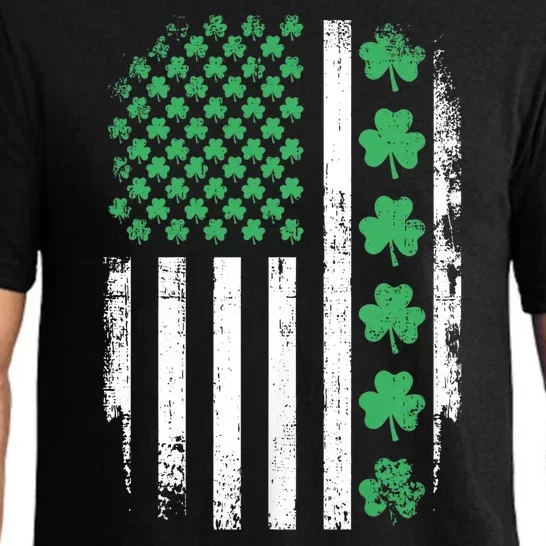 Us American Flag With Shamrocks For St Patricks Day Pajama Set