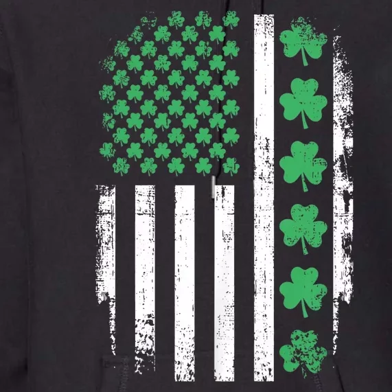 Us American Flag With Shamrocks For St Patricks Day Premium Hoodie