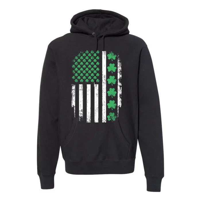 Us American Flag With Shamrocks For St Patricks Day Premium Hoodie