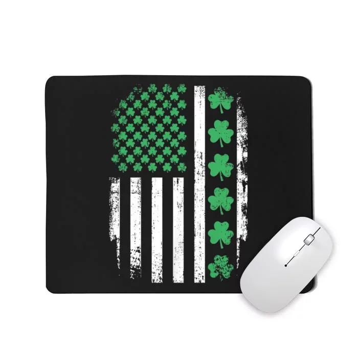 Us American Flag With Shamrocks For St Patricks Day Mousepad