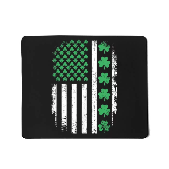 Us American Flag With Shamrocks For St Patricks Day Mousepad