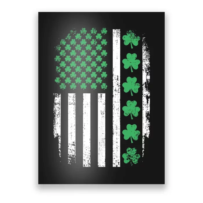 Us American Flag With Shamrocks For St Patricks Day Poster